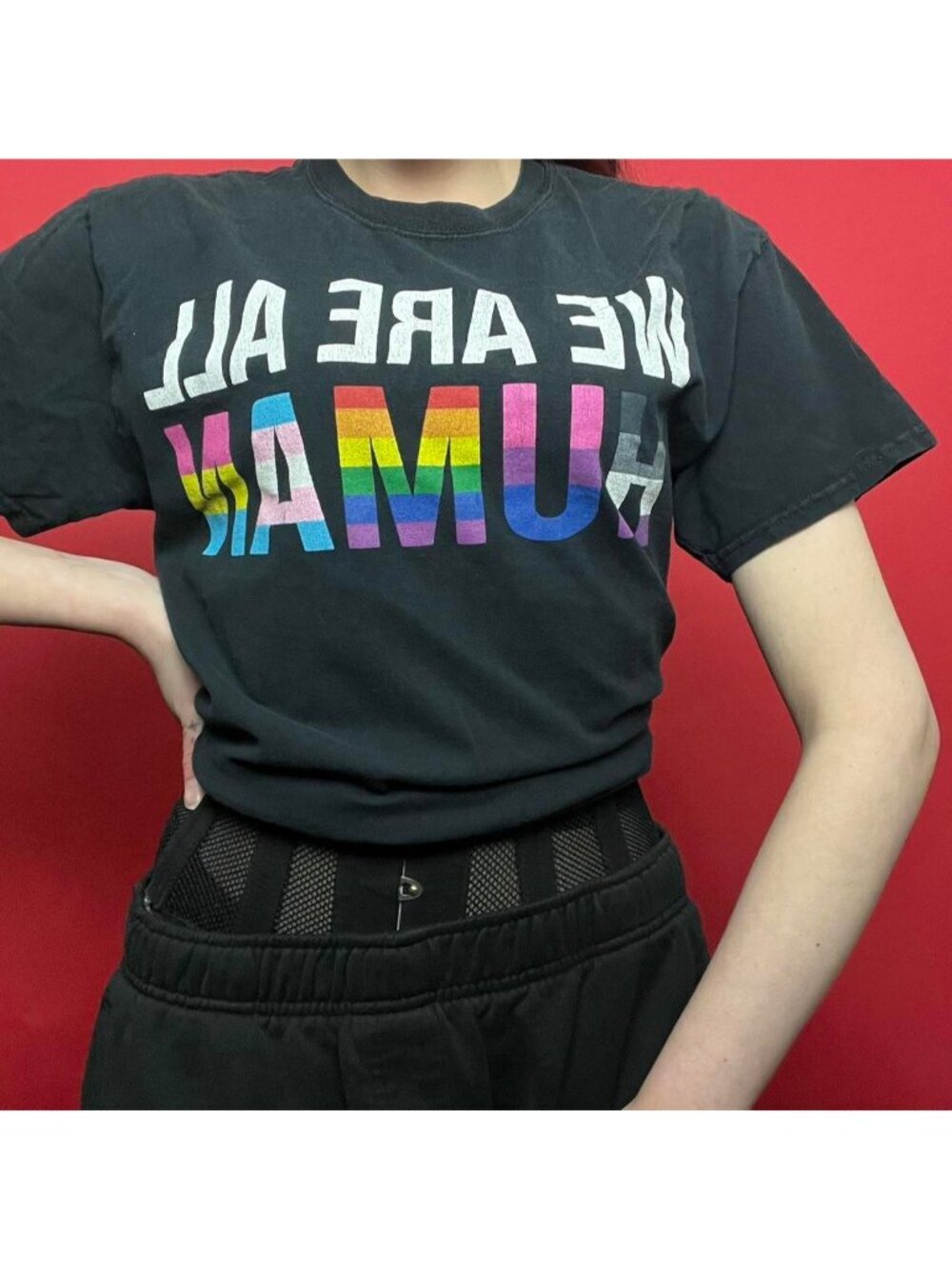 Spencer’s / black and rainbow pride tee shirt 🖤🩷